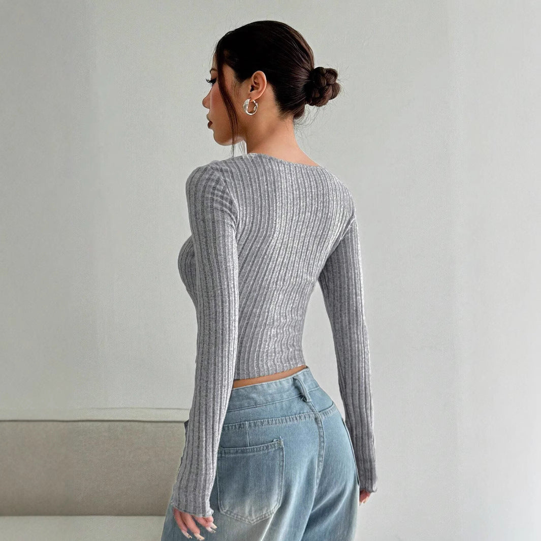 Cropped Langarmshirt mit Strukturstreifen – Modern Street Edition